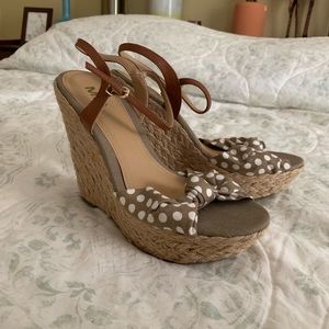 Brown & White Fun Polka Dot Wedges